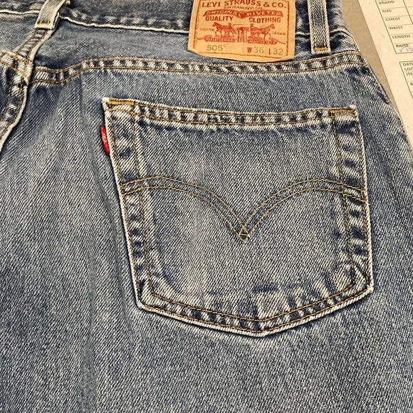 Levi's Classic Straight Blue Jeans frayed hem - Picture 4 of 9